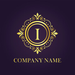 Letter I luxury gold logo concept