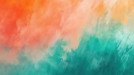 Fototapeta premium a vibrant abstract design blending orange, teal, green, and pink, with soft gradients and grainy noise, perfect for a stylish summer poster that radiates warmth and creativity