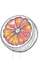 Obraz premium Creative drawing of a citrus fruit highlighting vibrant colors and textures