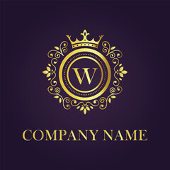 Letter W luxury gold logo concept