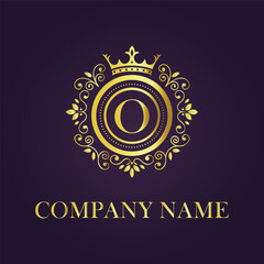 Letter O luxury gold logo concept