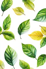 Obraz premium Green and Yellow Fall Leaves