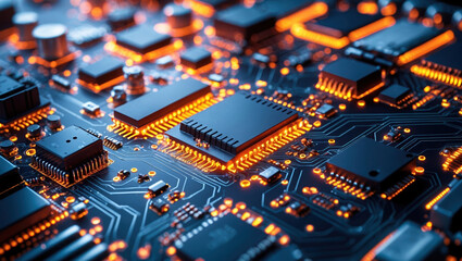 Obraz premium Close-up of a Circuit Board Highlighting Technology and Innovation