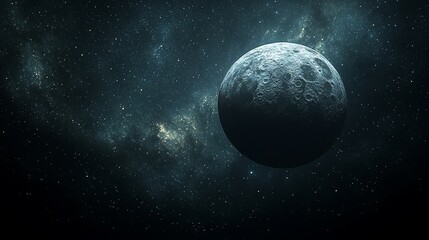 Obraz premium A Cratered Moon in a Starry Expanse of Space