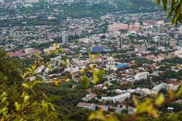 Pyatigorsk Caucasus, aerial view of city in the distance