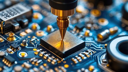 Microchip Assembly and Soldering Detail on Circuit Board