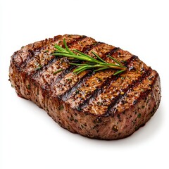 Juicy grilled Peppery Grilled Tri Tip Steak with rosemary, showcasing perfect grill marks for an appetizing presentation.