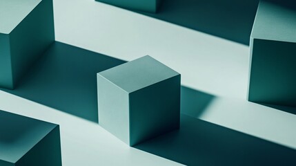 Abstract Teal Cubes Minimalist Product Display Background