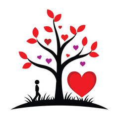 valentines day heart shaped tree vector art illustration