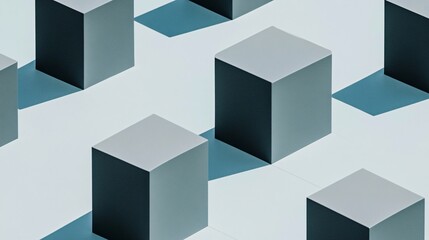 Abstract Gray Cubes Minimalist Geometric Pattern Background