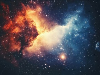 Obraz premium breathtaking deep space galaxy scene with vibrant colorful nebula clouds and sparkling stars in cosmic night sky, scientific universe illustration