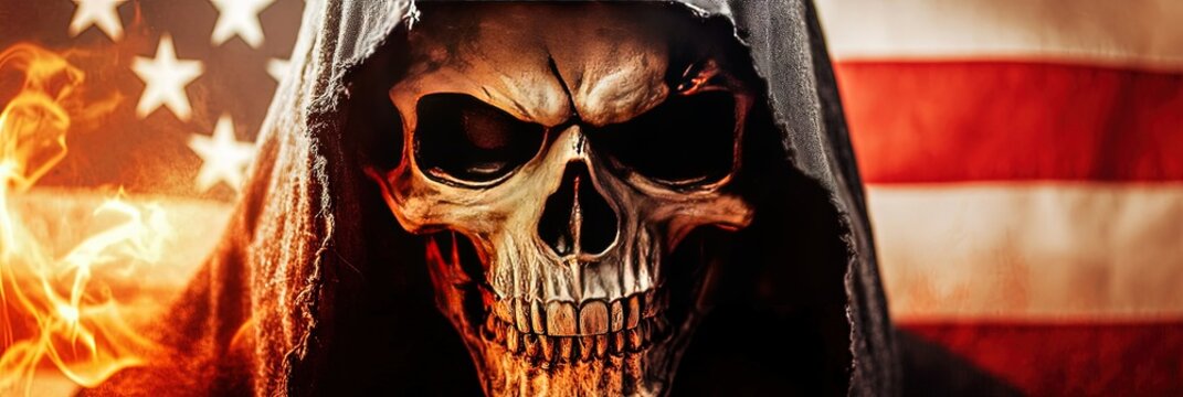  grim reaper and american flag 