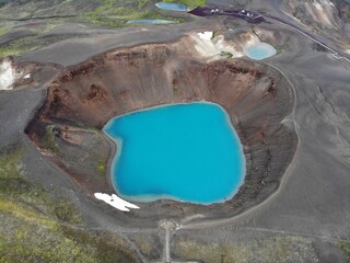 Crater with lake in Iceland created by dji camera © Vilma