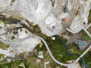 Geothermal boiling pit in Iceland (Hveravellir). Created by dji camera.
