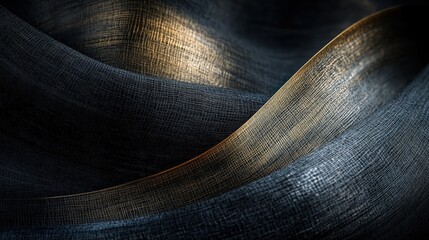 Dark and gold abstract textured background. Elegant luxurious fabric waves. Design element for branding invitations or websites.