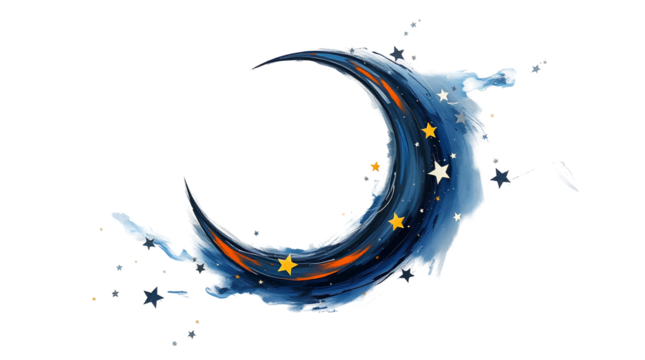 Photo of Crescent Moon and Stars isolated on transparent background 