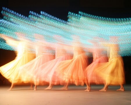 Vibrant Indian Street Performers Dancing Under Twinkling Canopy at Night Festival - Powered by Adobe