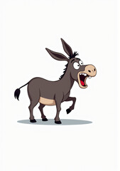 Obraz premium Adorable Donkey with Open Mouth on White Background, Cartoon Design 