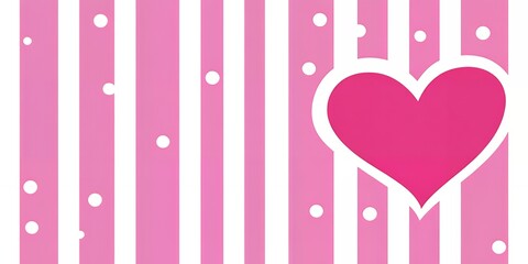 Pink and White Striped Pattern with a Large Heart Graphic Design Romantic Valentine s Day
