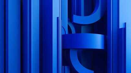 Abstract Blue Geometric Shapes Background 3D Render