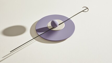 Abstract Purple Geometric Composition with Sphere and Line