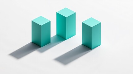 Obraz premium Abstract Teal Cubes Minimalist 3D Render