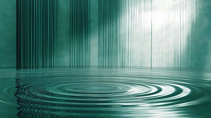 Fototapeta premium Abstract Teal Water Ripples Background, Calm Serene Scene with Vertical Lines