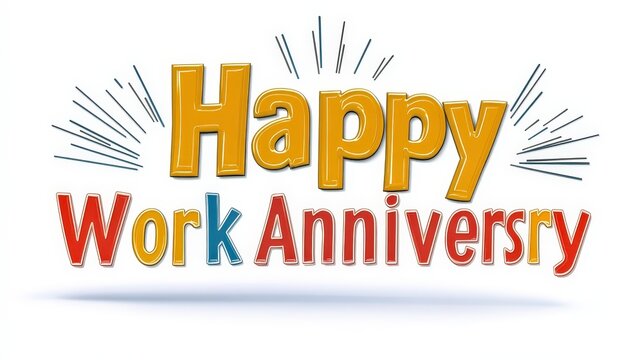 Celebrate work anniversaries with this fun image. Perfect for social media, emails, or cards.  Show appreciation for employees' dedication and milestones.