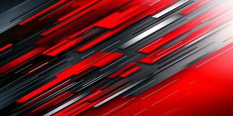 Abstract Red and Black Dynamic Motion Background Geometric Lines Speed Technology Design
