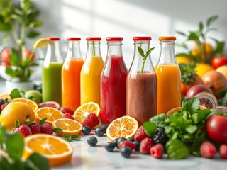 Vibrant Fresh Fruit & Veggie Smoothies & Juices - Colorful Healthy Drinks