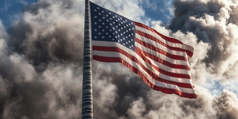 american flag on pollution