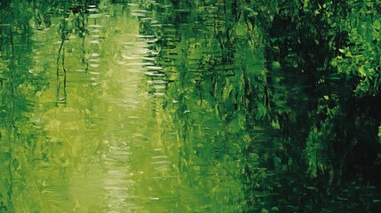 Abstract Green Oil Painting Texture Background, Lush Nature Scene