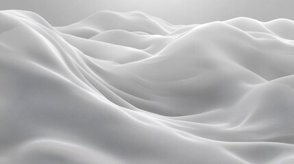 Fototapeta premium Abstract White Fabric Waves Landscape, Soft Gray Draped Textile Background