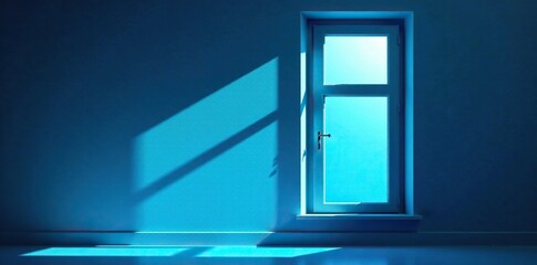 Faint light on a blue window with subtle shadow effect, light, window