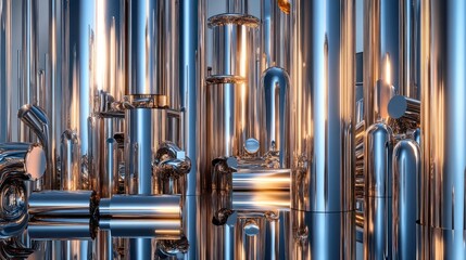Obraz premium Abstract metallic pipes and tubes background.