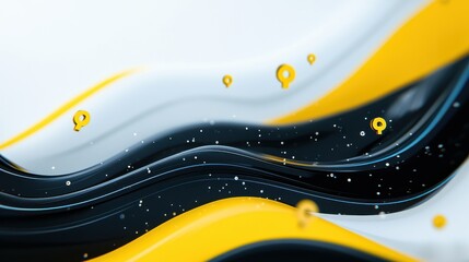 Dynamic curved lines and black network patterns on white canvas minimalistic abstract art modern design high detail