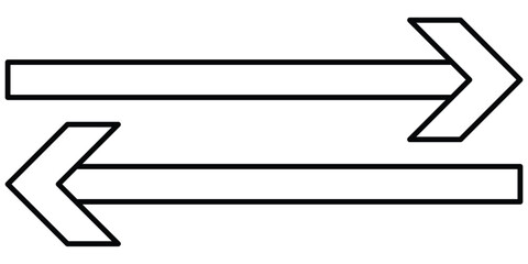 Double arrows icon. Two side arrows icon symbol. left and right long arrows icon. Black arrows pointing left and right. Simple vector symbol. Vector illustrator 