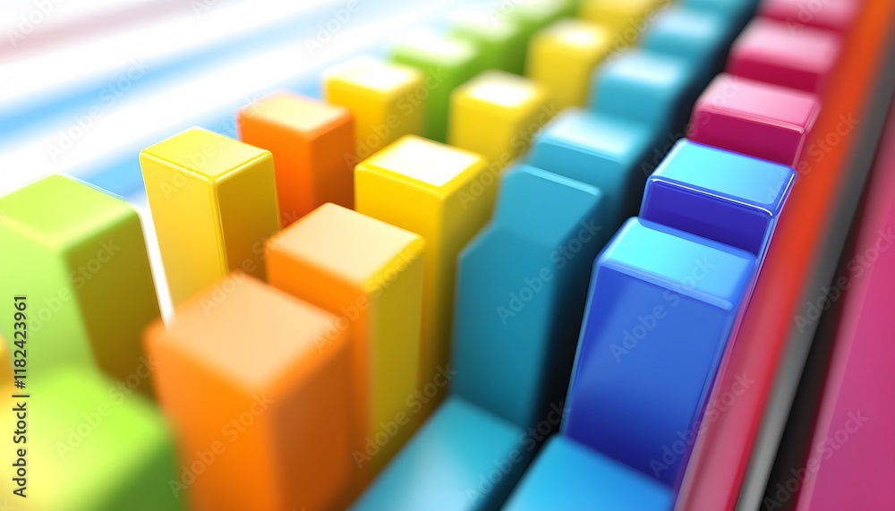 Poster an abstract representation of colorful 3d blocks arranged in a visually appealing manner, symbolizin