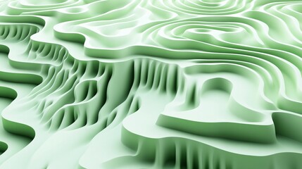 Abstract 3D Render Green Topography Landscape