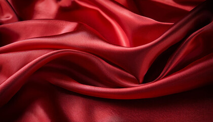 Obraz premium luxurious red satin fabric creates a rich elegant background with flowing textures and vibrant color for design projects