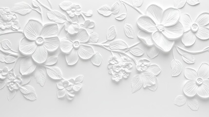 Elegant white floral emboss patterns for branding inspiration studio setting digital art minimalistic aesthetic