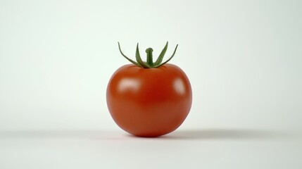 Ripe red tomato on a white background. Perfect for food blogs, recipes, and health-related content. Ideal for showcasing freshness and vibrant color.