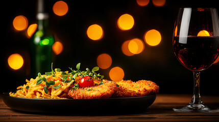 Naklejka premium f1b0 , Schnitzel, Crunchy fried comfort