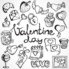 Valentine s Day hand drawing. Vector illustration. Doodle