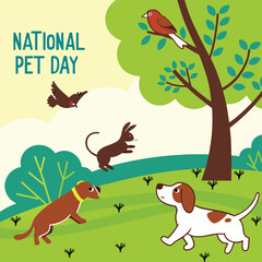 Premium Vector | Flat national pet day illustration.