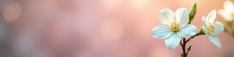 Obraz premium White jasmine flowers against a simple colorful background, white jasmine flower, flower, nature