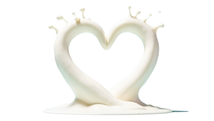 Heart milk, yogurt or cream wave splash. Yogurt fluid realistic whirl, droplet or drip, milkshake liquid Milky beverage stream splay frozen motion background