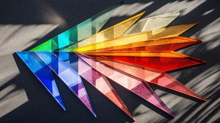 Vibrant Rainbow Glass Shard Art Abstract Design