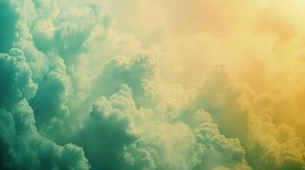 Naklejka premium Dreamlike Green and Gold Cloudscape Aerial View