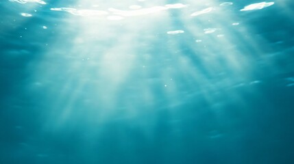 Fototapeta premium Underwater Sunlight Beams Ocean Deep Teal Water